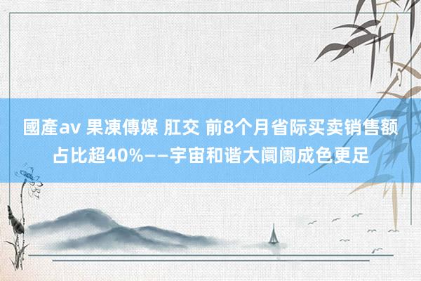 國產av 果凍傳媒 肛交 前8个月省际买卖销售额占比超40%——宇宙和谐大阛阓成色更足