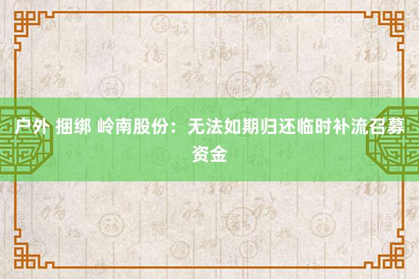 户外 捆绑 岭南股份：无法如期归还临时补流召募资金