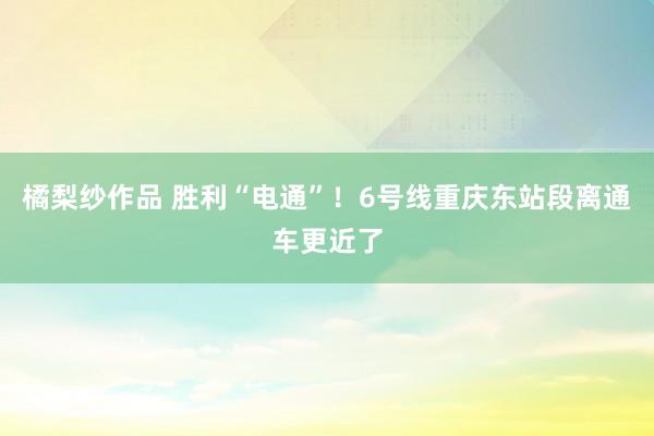 橘梨纱作品 胜利“电通”！6号线重庆东站段离通车更近了