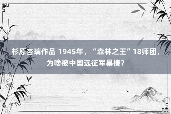 杉原杏璃作品 1945年，“森林之王”18师团，为啥被中国远征军暴揍？