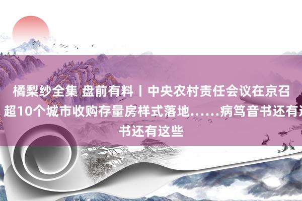 橘梨纱全集 盘前有料丨中央农村责任会议在京召开；超10个城市收购存量房样式落地……病笃音书还有这些