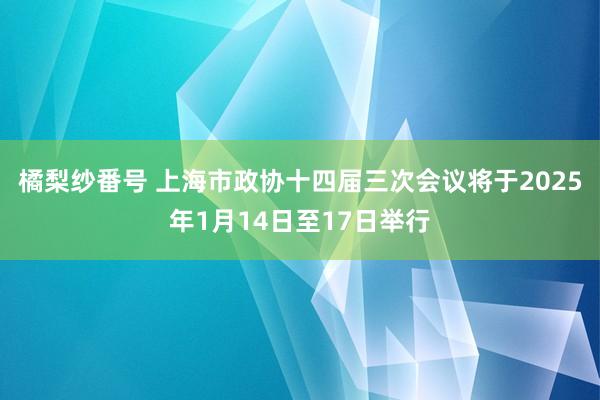 橘梨纱番号 上海市政协十四届三次会议将于2025年1月14日至17日举行