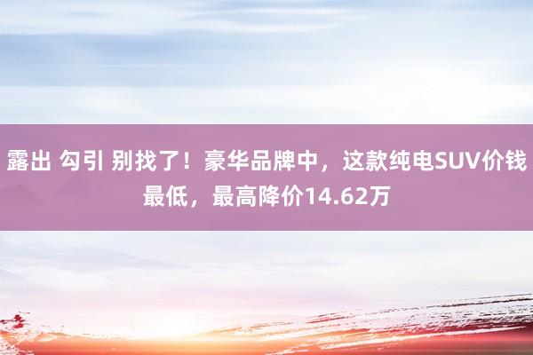 露出 勾引 别找了！豪华品牌中，这款纯电SUV价钱最低，最高降价14.62万