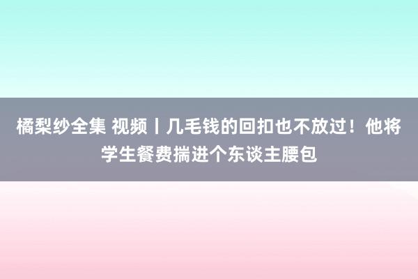 橘梨纱全集 视频丨几毛钱的回扣也不放过！他将学生餐费揣进个东谈主腰包