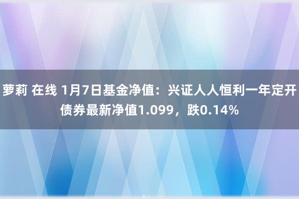 萝莉 在线 1月7日基金净值：兴证人人恒利一年定开债券最新净值1.099，跌0.14%