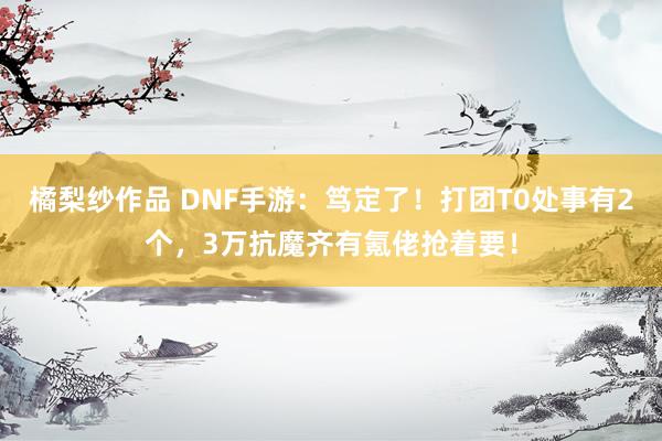 橘梨纱作品 DNF手游：笃定了！打团T0处事有2个，3万抗魔齐有氪佬抢着要！