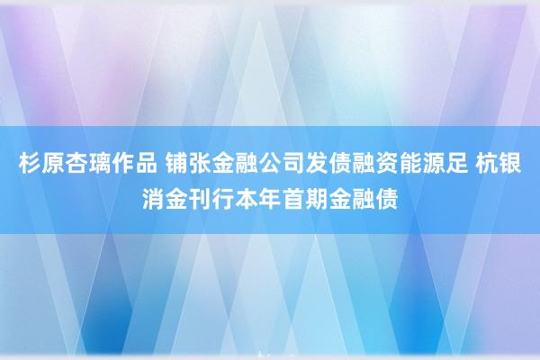 杉原杏璃作品 铺张金融公司发债融资能源足 杭银消金刊行本年首期金融债